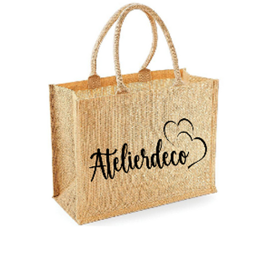 Sac Natural paillettes Double coeur