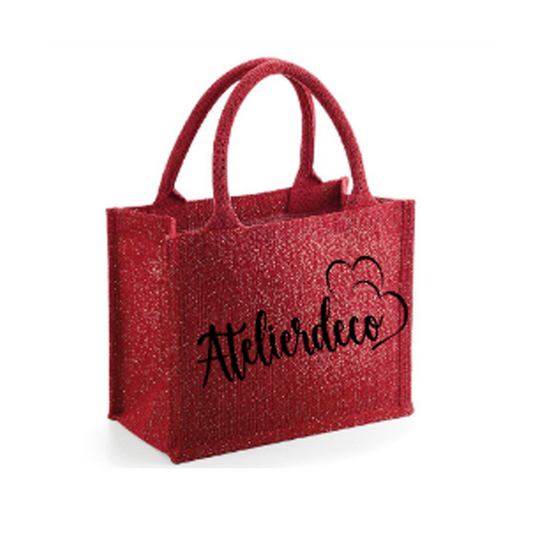 Sac Red paillettes Double coeur