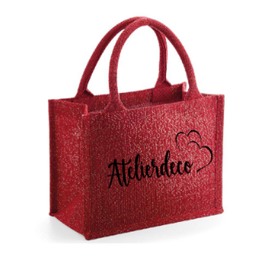 Sac Red paillettes Double coeur
