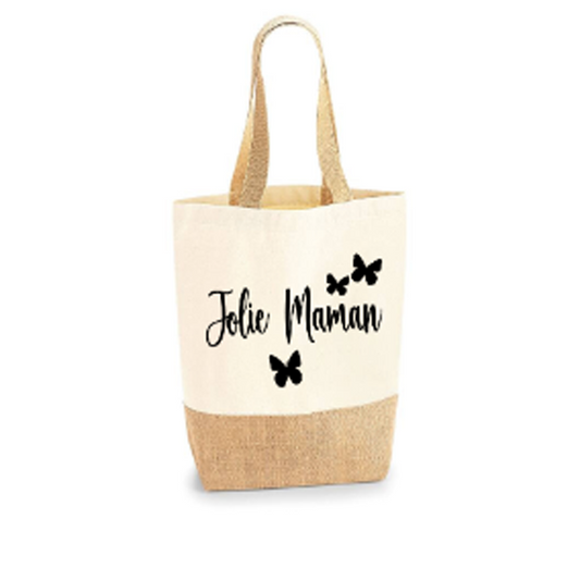 Sac coton/toile de jute Papillons M