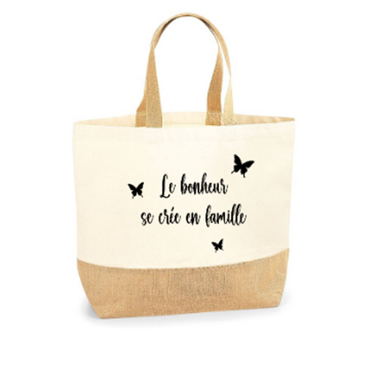 Sac coton/toile de jute Papillons XL